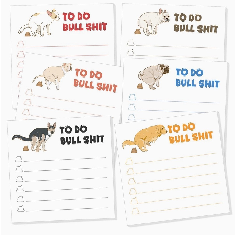 6pc Funny Dog-Themed Notepads- NEW